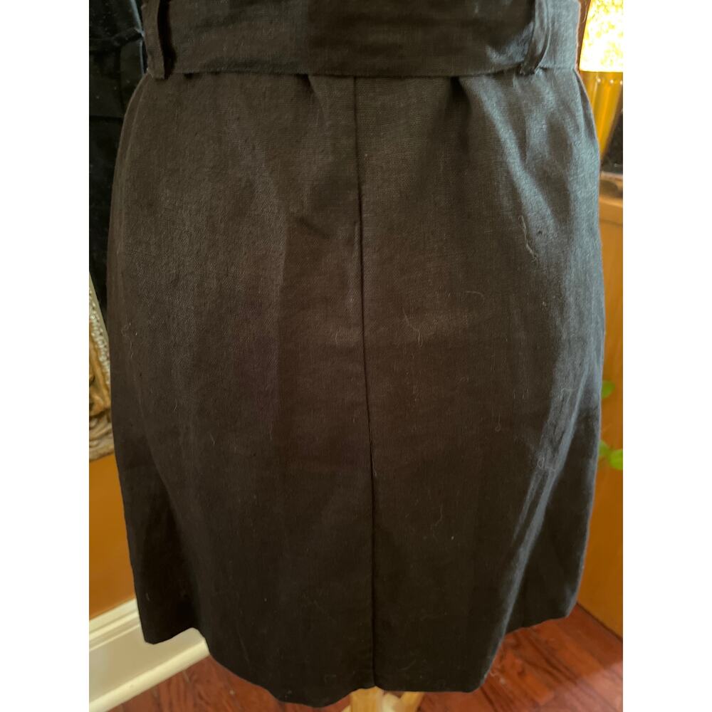 Vintage Thalian Black Linen button up Sleeveless Dress w/pockets & belt Size 8 - Picture 10 of 15